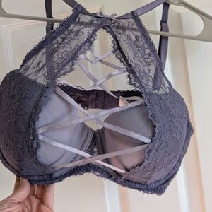 Lace Halter Bralette in Gray